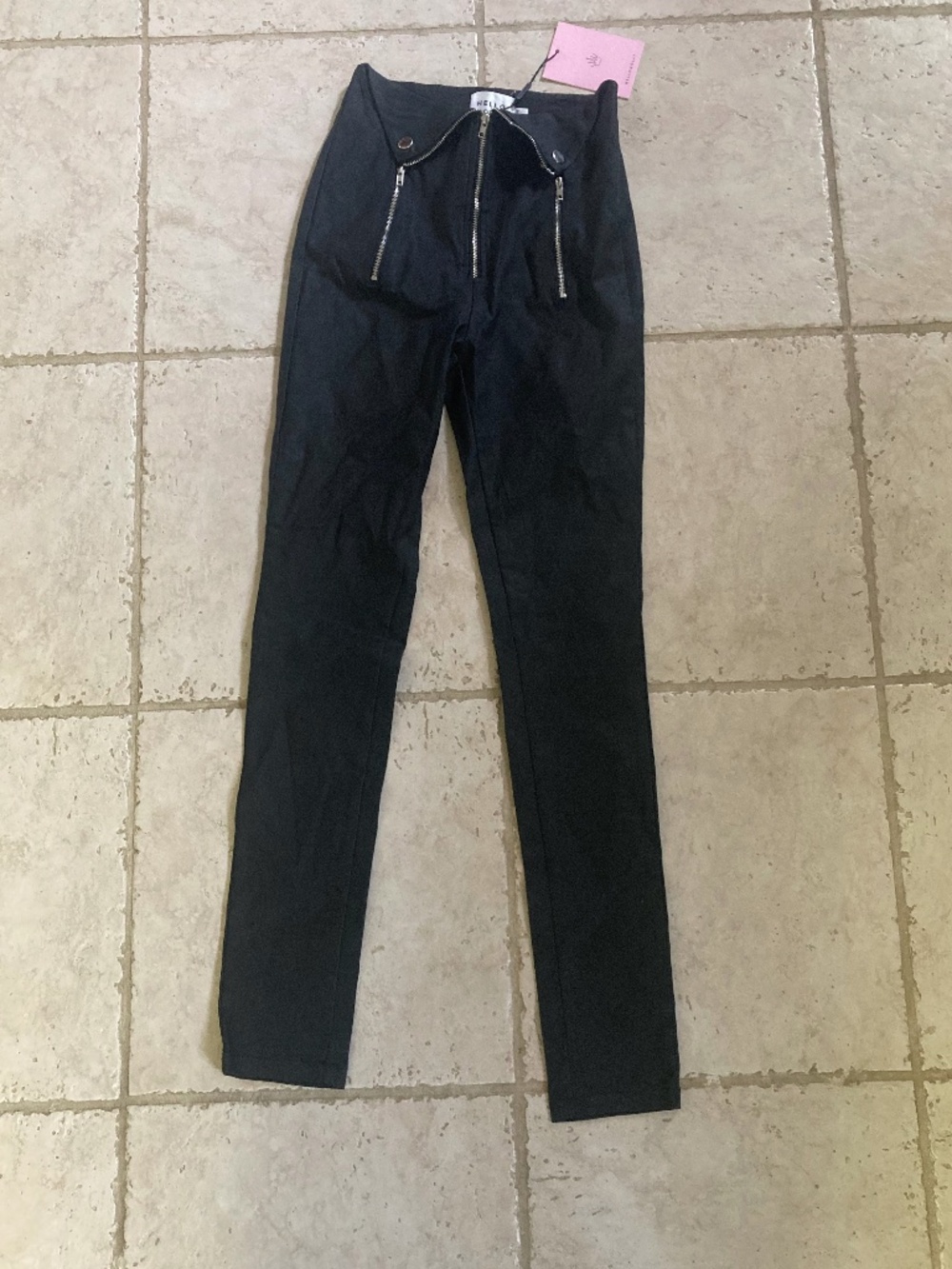 NWT Hello Molly Going South Black Rocker Leggings with Zippers Size Medium